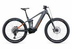 VTT Électrique Tout-Suspendu Cube Stereo Hybrid 140 HPC SL 625 Shimano Deore/XT 12V 625 Wh 27.5'' Gris Flash Orange 2022 Gris / Orange